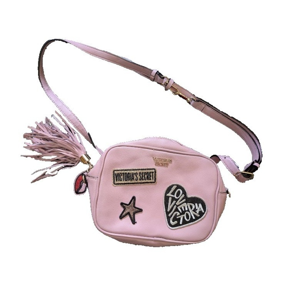 Victoria's Secret Pink Shoulder Bag Tassel Glitter Patch Accents Y2K Style Twee